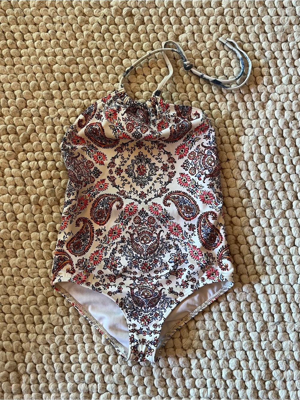 Billabong Cream Paisley Halter One-Piece Swimsuit